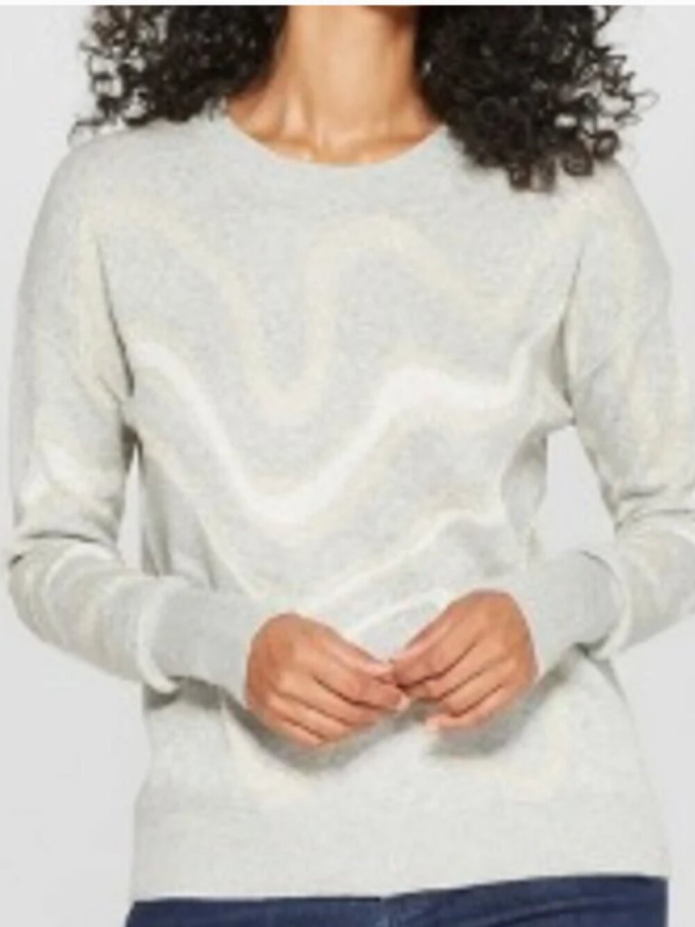 A New Day Silver Swirl Grey White Crewneck Sweater